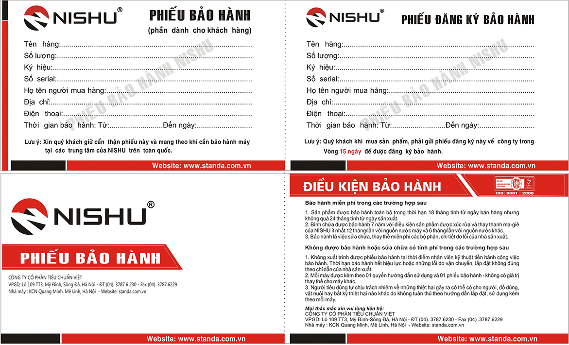 Bảng giá in phiếu bảo hành