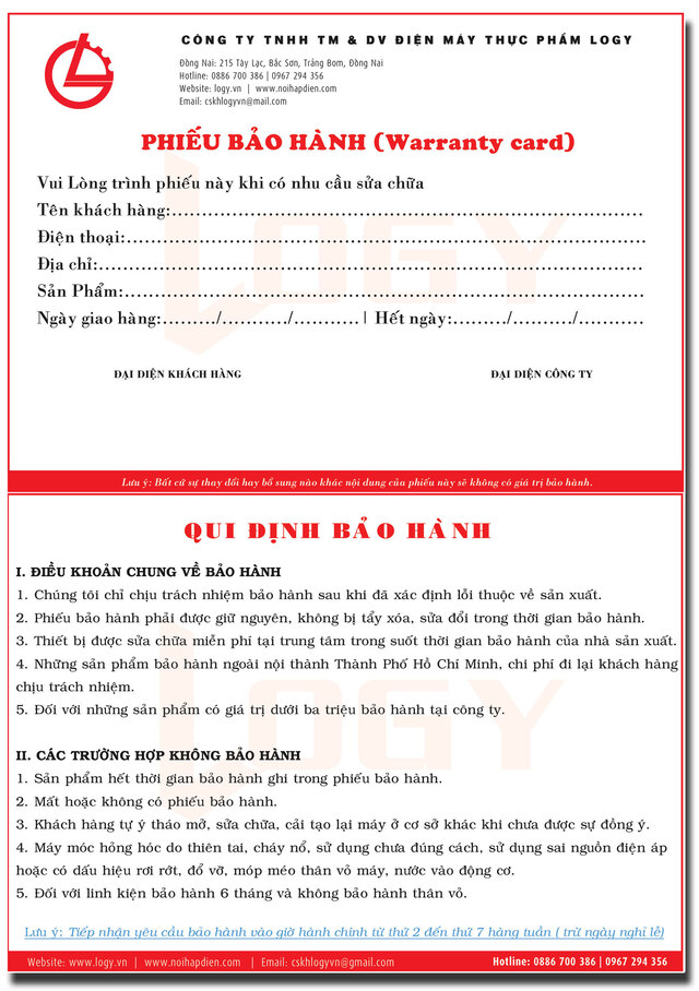 Chất liệu in phiếu bảo hành