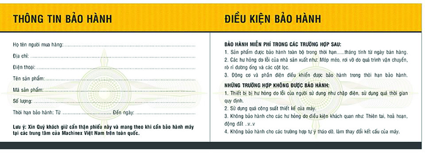 Quy cách in phiếu bảo hành