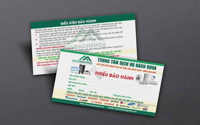 Mẫu phiếu bảo hành chuyên nghiệp