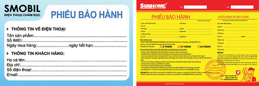 Mẫu phiếu bảo hành chuyên nghiệp