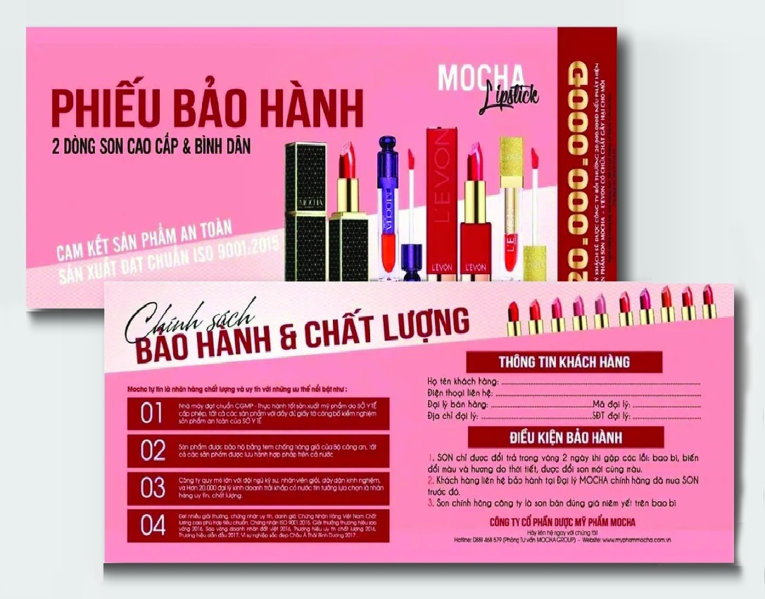 Mẫu phiếu bảo hành chuyên nghiệp