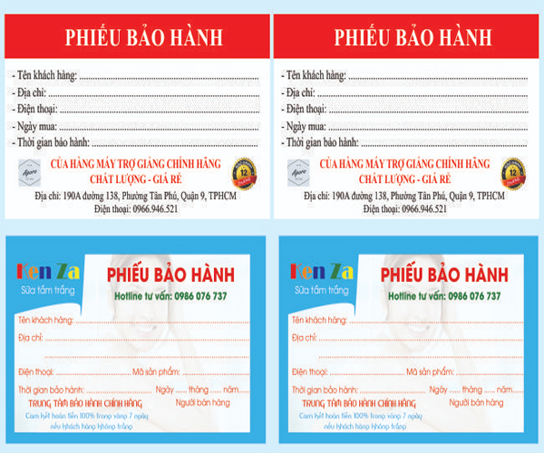 Mẫu phiếu bảo hành chuyên nghiệp