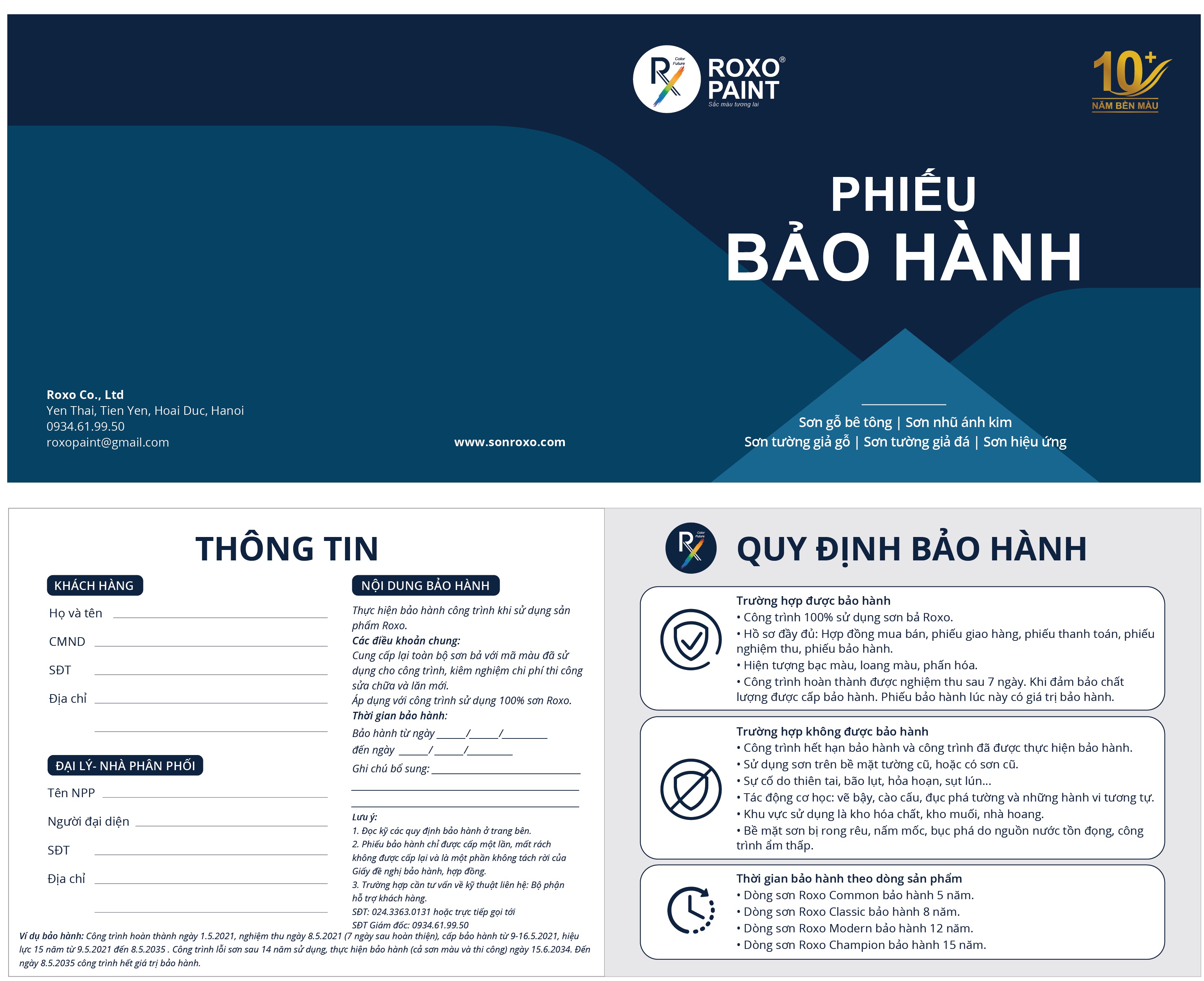 Mẫu phiếu bảo hành chuyên nghiệp