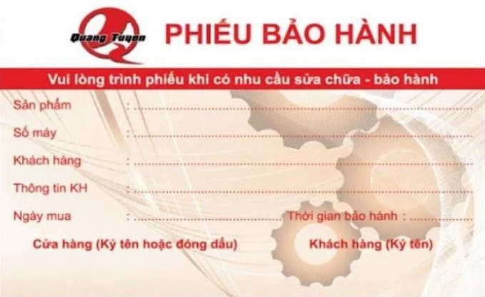 Thông tin cần có trong phiếu bảo hành
